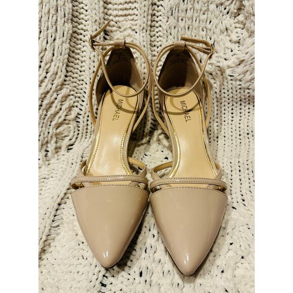 Michael Lila kitten 2” Heels Tan Women’s Size 7.5 ankle straps evening wedding - Picture 1 of 10